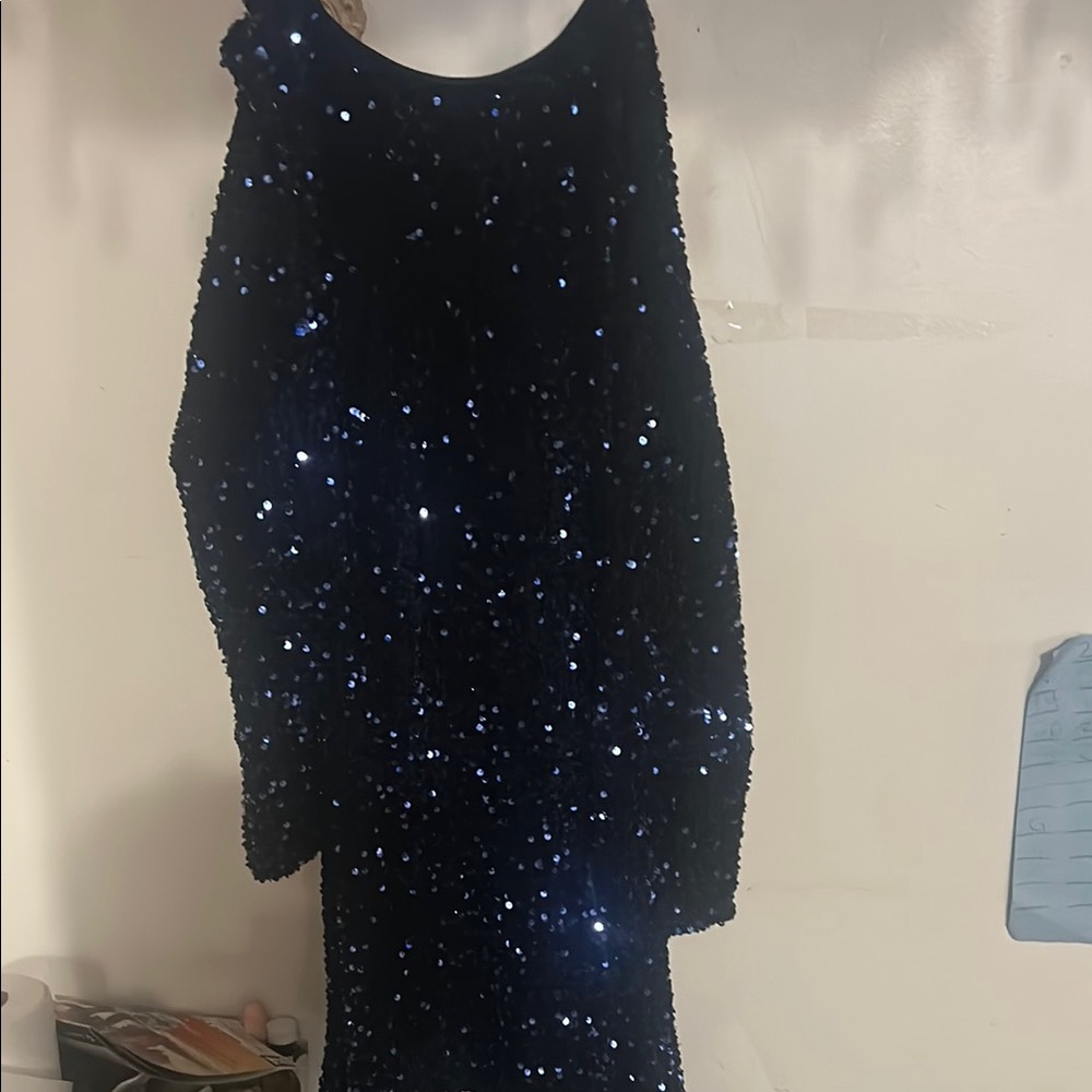 H&M Black Sequin Long Sleeve Dress